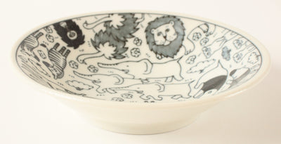 Mino ware Japan Ceramics 6.6inch Round Deep Plate Wild Animals made in Japan