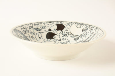 Mino ware Japan Ceramics 6.6inch Round Deep Plate Wild Animals made in Japan