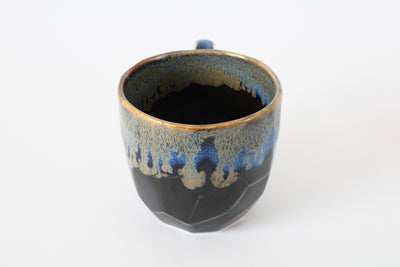 Mino ware Japanese Ceramics Mug Cup Black and Blue, Gold Flow, Made in Japan