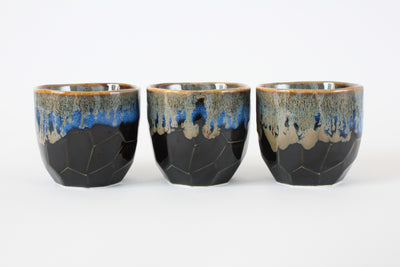 Mino ware Japanese Ceramics Mug Cup Black and Blue, Gold Flow, Made in Japan