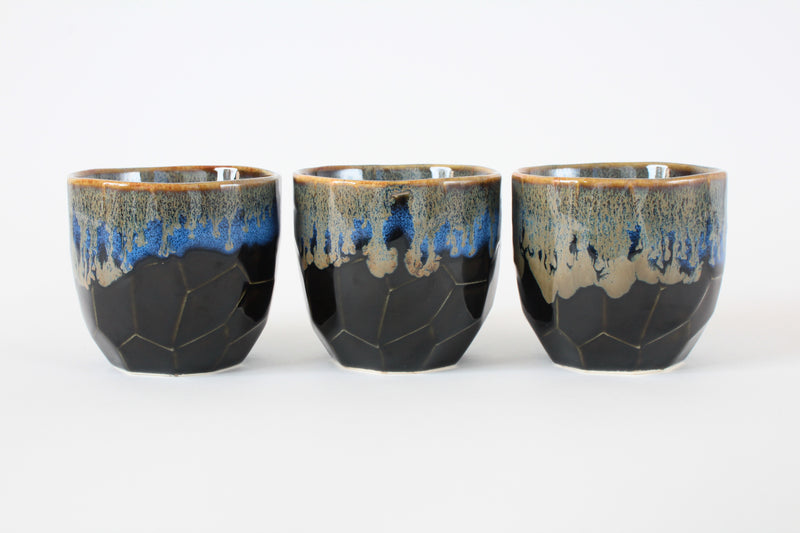 Mino ware Japanese Ceramics Mug Cup Black and Blue, Gold Flow, Made in Japan