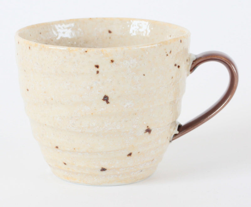 Mino Ware Japanese Pottery Mug Cup, Beige, Uneven Dots, Made in Japan