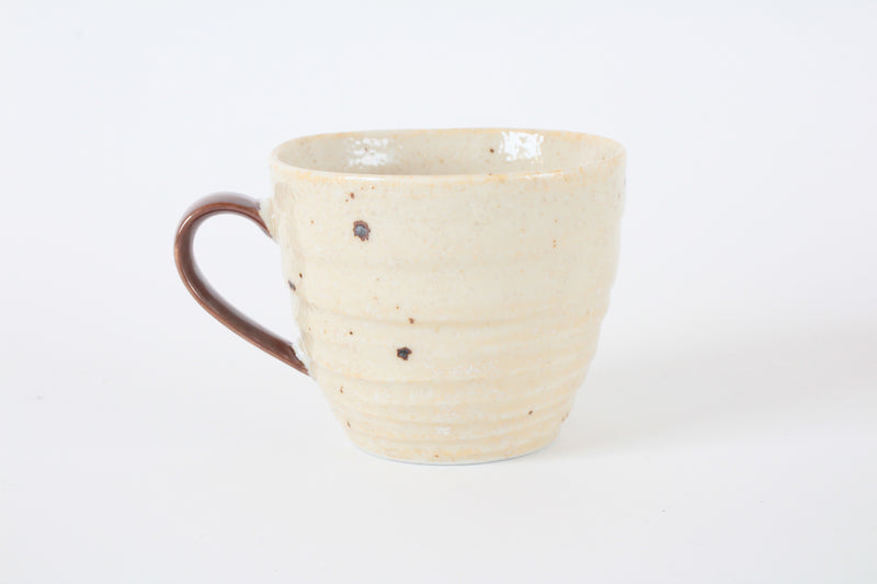 Mino Ware Japanese Pottery Mug Cup, Beige, Uneven Dots, Made in Japan