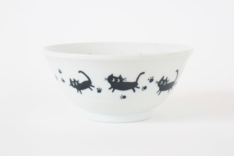 Mino ware Japan Ceramics Large Rice Bowl Walking Cats made in Japan