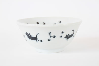 Mino ware Japan Ceramics Large Rice Bowl Walking Cats made in Japan