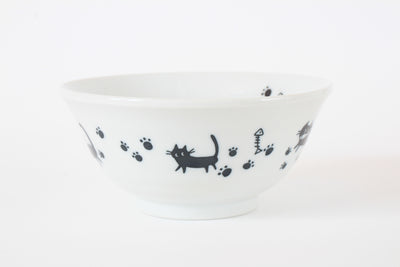 Mino ware Japan Ceramics Large Rice Bowl Walking Cats made in Japan