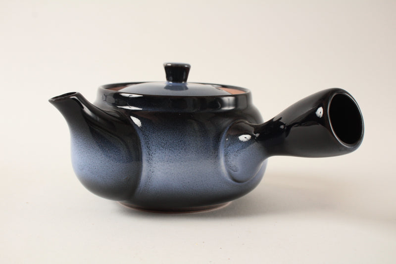 Mino ware Japanese Pottery Teapot Kyusu Aurora Snowy Night Navy with Infuser made in Japan