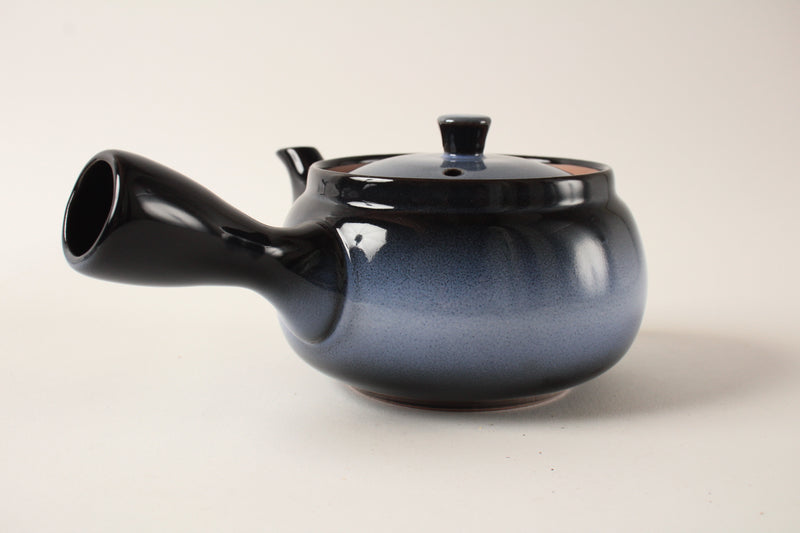 Mino ware Japanese Pottery Teapot Kyusu Aurora Snowy Night Navy with Infuser made in Japan