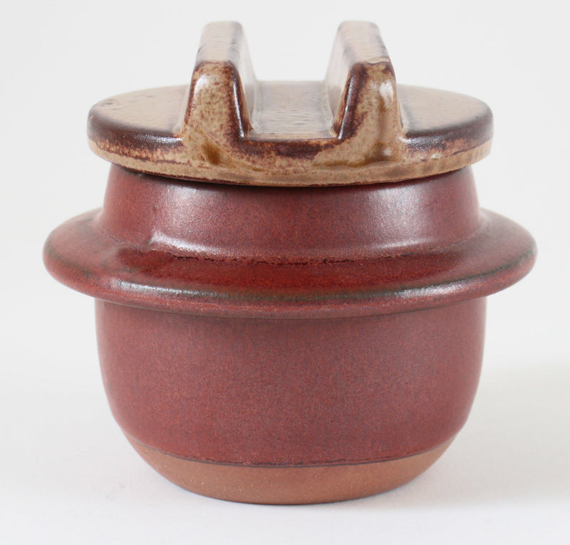 Mino Ware Japanese Ceramics Clay Pickling Jar, Reddish-Brown, made in Japan