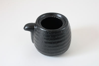 Mino Ware Japanese Ceramics Egg-Shaped Soy Sauce Dispenser, Black, made in Japan