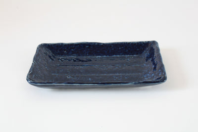 Mino ware Japanese Ceramics Rectangular Plate, Navyblue, made in Japan