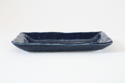 Mino ware Japanese Ceramics Rectangular Plate, Navyblue, made in Japan