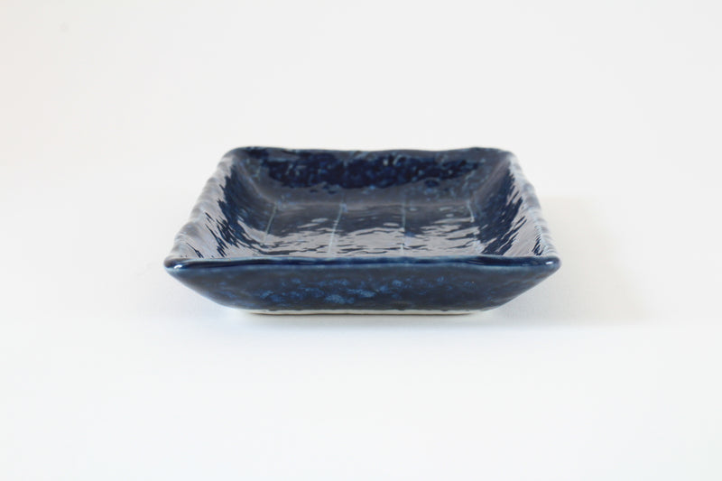 Mino ware Japanese Ceramics Rectangular Plate, Navyblue, made in Japan