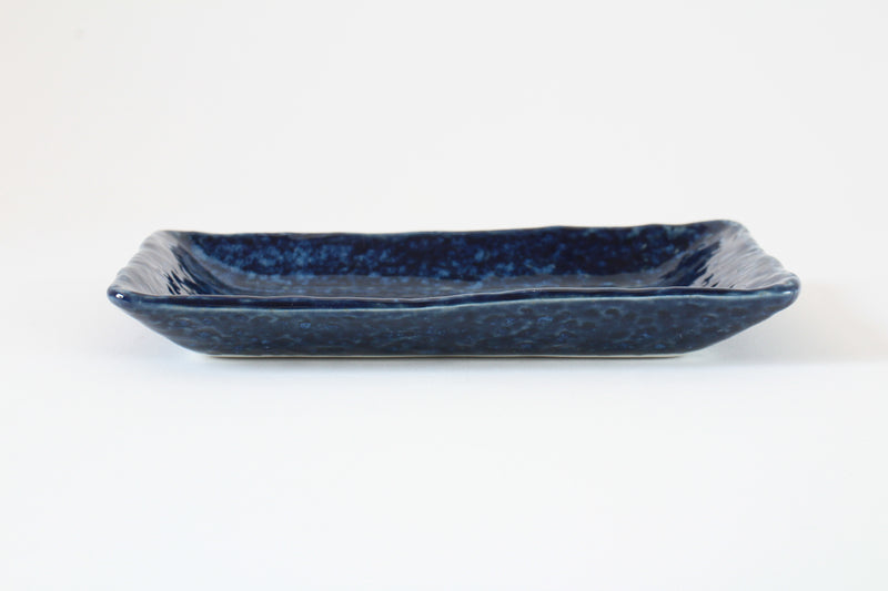 Mino ware Japanese Ceramics Rectangular Plate, Navyblue, made in Japan