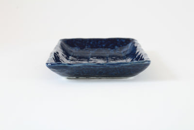 Mino ware Japanese Ceramics Rectangular Plate, Navyblue, made in Japan