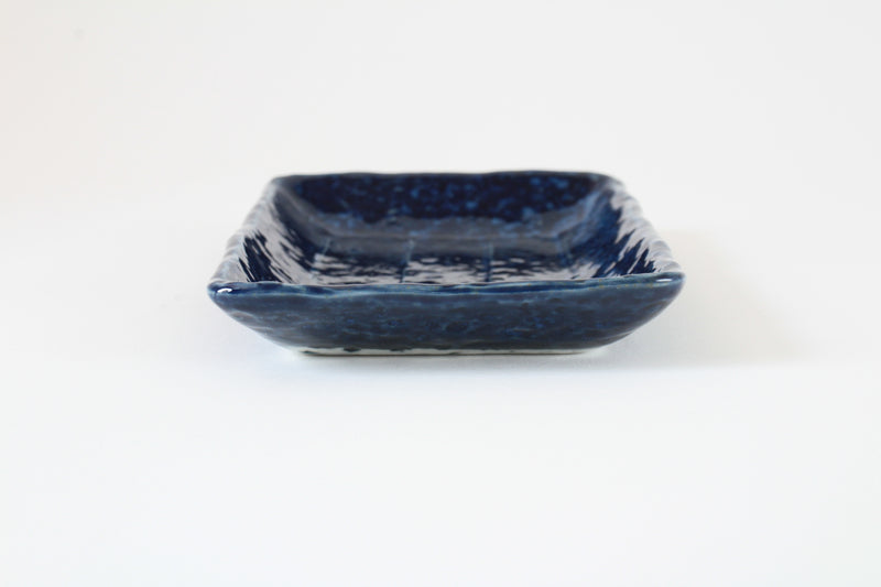 Mino ware Japanese Ceramics Rectangular Plate, Navyblue, made in Japan