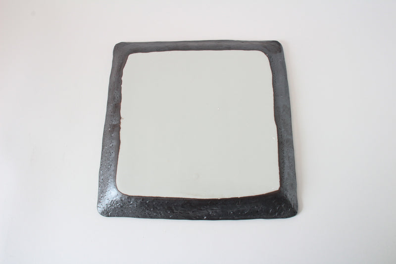 Mino ware Japanese Ceramics Large Square Plate, Black Crystal, made in Japan