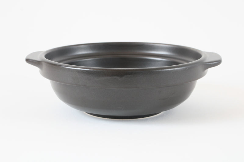 Mino ware Japanese Pottery Clay Pot Donabe (6.3inch) Karakusa Brown Lid, Black Pot, Made in Japan