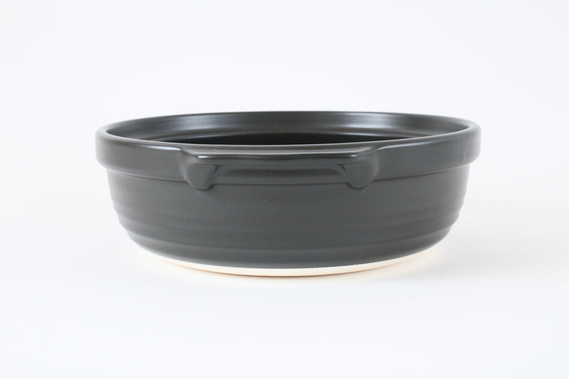 Mino ware Japanese Pottery Clay Pot Donabe (Medium) Tokusa Brown Lid, Black pot, Made in Japan