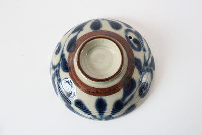 Mino ware Japanese Pottery Clay Pot Donabe (Small) Karakusa Blue Lid, Black Pot, Made in Japan