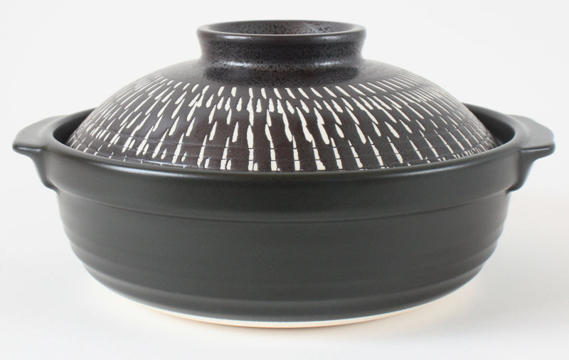 Mino ware Japanese Pottery Clay Pot Donabe (8.5inch) Tokusa Black Made in Japan