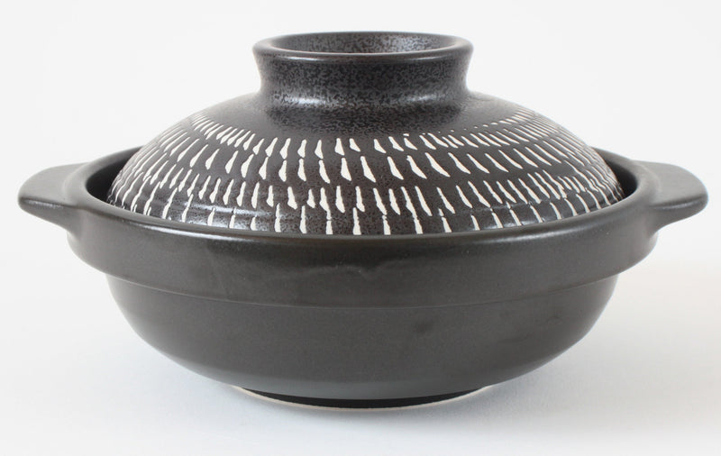 Mino ware Japanese Pottery Clay Pot Donabe (Small) Tokusa Black Made in Japan