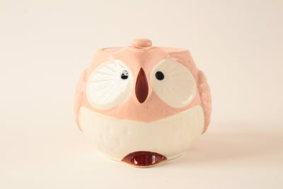 Mino ware Japanese Pottery Teapot Kyusu Owl Shape Pink made in Japan