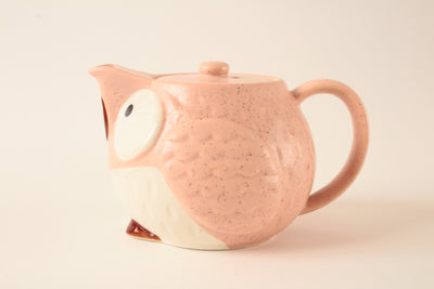 Mino ware Japanese Pottery Teapot Kyusu Owl Shape Pink made in Japan