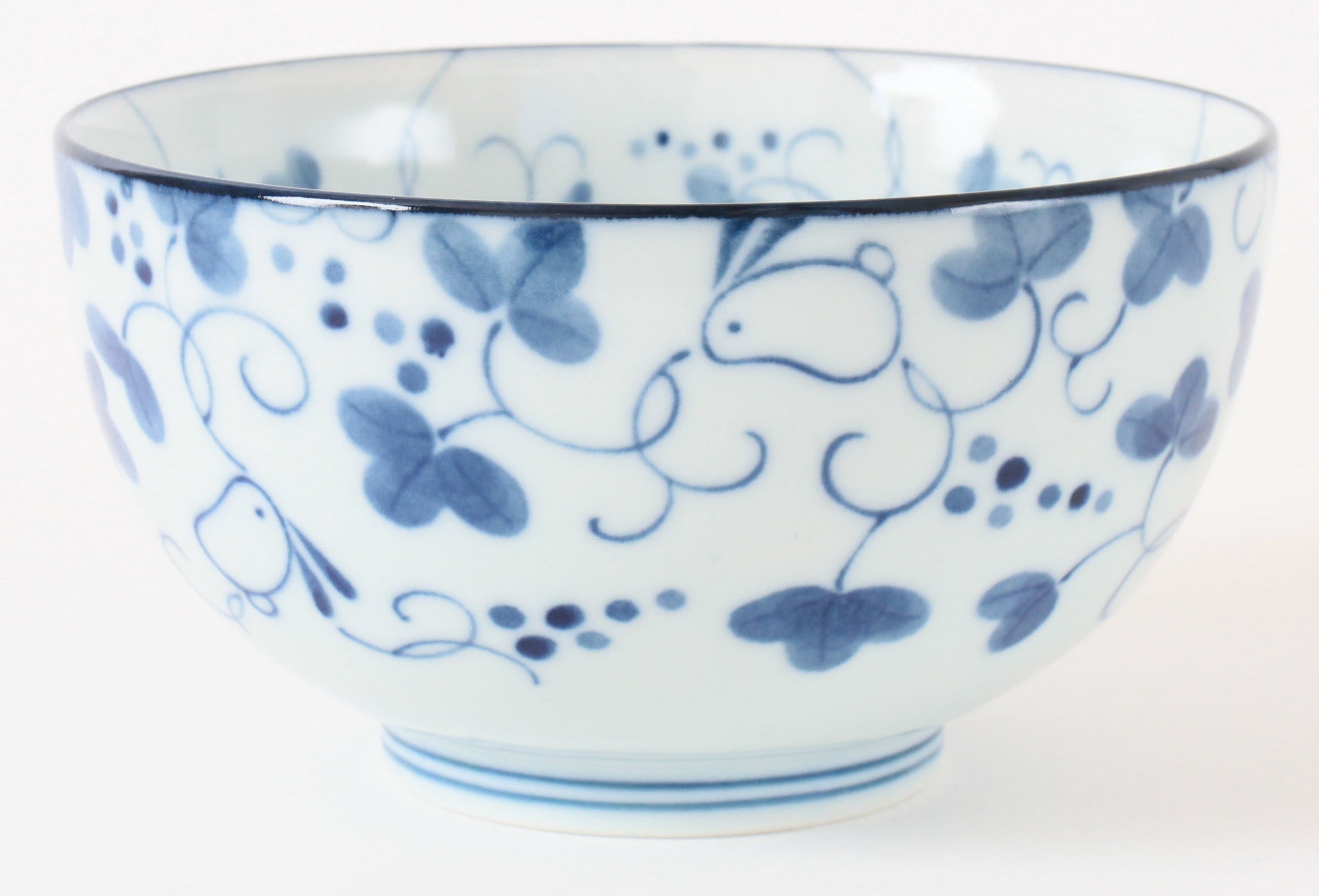 Mino ware Japan Ceramics Large Rice Bowl Navyblue Rabbit Made in Japan ...