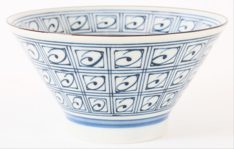 Mino ware Japan Ceramics Deep Bowl (Donburi) Old-dyed Lattice made in Japan