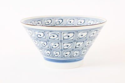 Mino ware Japan Ceramics Deep Bowl (Donburi) Old-dyed Lattice made in Japan