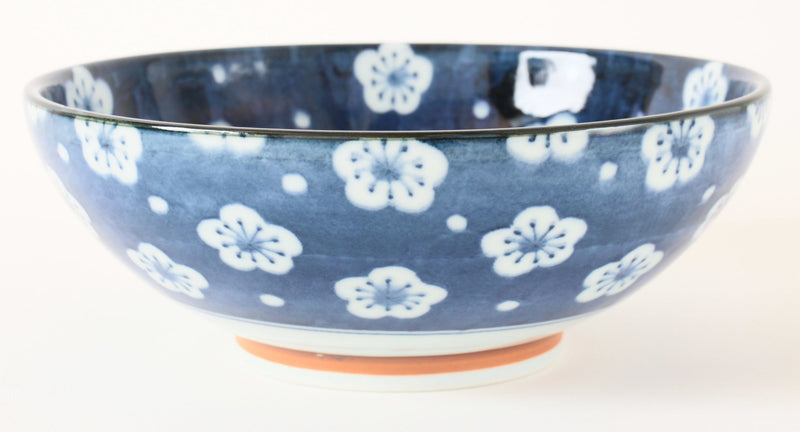 Mino ware Japanese Ceramics Large and Wide Noodle Donburi Bowl Plum Flowers Pattern (1000ml)