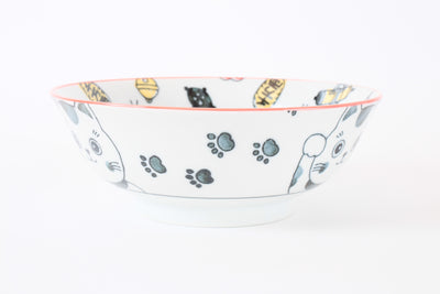 Mino ware Japanese Ceramics Ramen Noodle Donburi Bowl Lucky Cat Red made in Japan