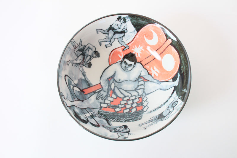 Mino ware Japanese Ceramics Ramen Noodle Donburi Bowl Sumo made in Japan