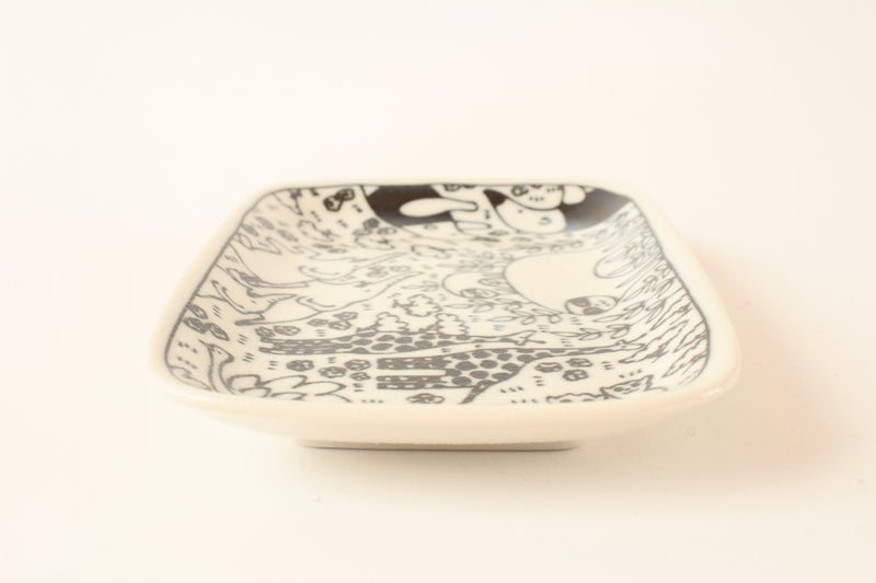 Mino ware Japan Ceramics Rectangle Plate Wild Animals made in Japan