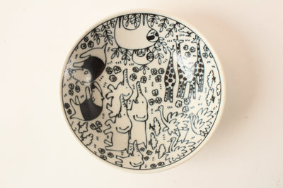 Mino ware Japan Ceramics 5.4inch Round Deep Plate Wild Animals made in Japan