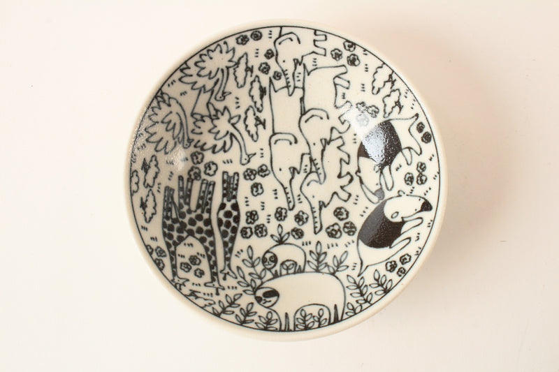 Mino ware Japan Ceramics 5.4inch Round Deep Plate Wild Animals made in Japan