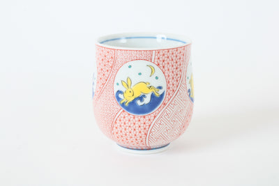 Kutani ware Japanese Ceramic Yunomi Chawan Tea Cup Moon Viewing Rabbit Made in Japan