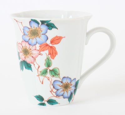 Mino ware Japanese Pottery Mug Cup Blue and Pink Flowers made in Japan