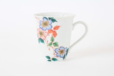 Mino ware Japanese Pottery Mug Cup Blue and Pink Flowers made in Japan