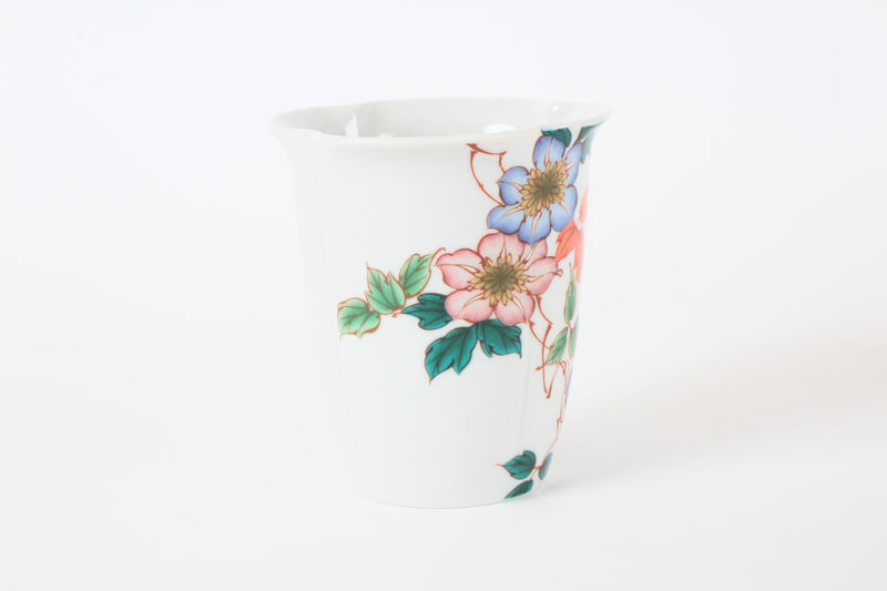 Mino ware Japanese Pottery Mug Cup Blue and Pink Flowers made in Japan