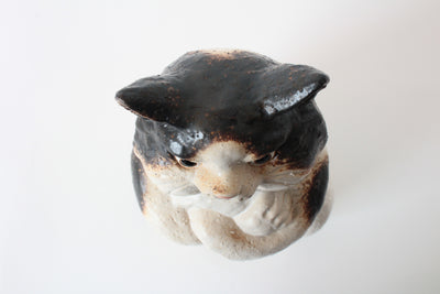 Shigaraki ware Japanese Ceramic Statue Cat Folding Arms made in Japan