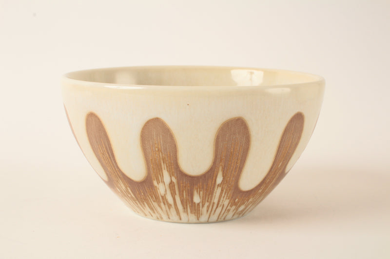 Mino ware Japanese Ceramics Cereal Bowl White Drippy Glaze made in Japan