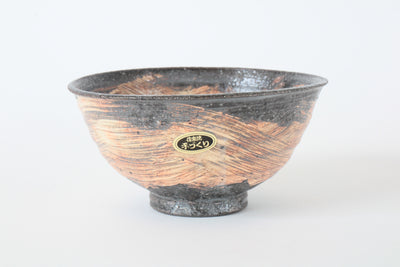 Shigaraki ware Japanese Pottery Tea Ceremony Matcha Bowl Gray, Red Bristle Marks, made in japan