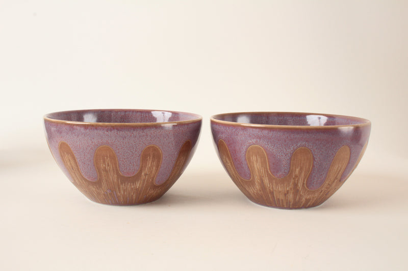 Mino ware Japanese Ceramics Cereal Bowl Purple Drippy Glaze made in Japan