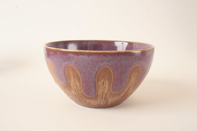 Mino ware Japanese Ceramics Cereal Bowl Purple Drippy Glaze made in Japan