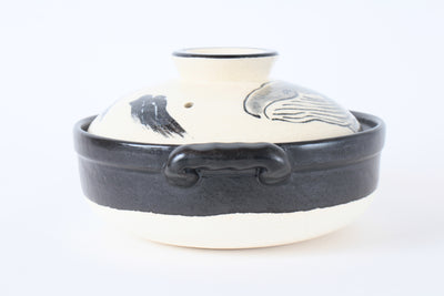 Banko ware Japanese Pottery Clay Pot Donabe (7.1inch) Black Whale Made in Japan