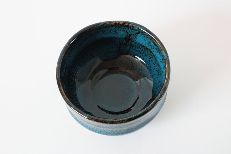 Mino ware Japanese Pottery Tea Ceremony Matcha Bowl Tenmoku Blue Black made in japan