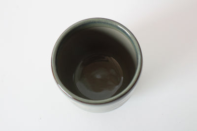 Mino ware Japanese Sushi Yunomi Chawan Tea Cup Plum Flowers Beige & Yellow Green