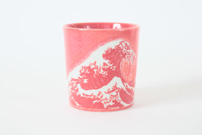 Mino ware Japanese Ceramics Mug Cup Big Wave & Mt. Fuji Navy Red made in Japan